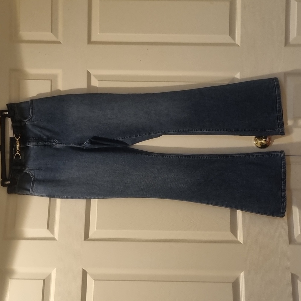 I.N.C. International Concepts Belted Flared-Leg Jeans Blue Size 6/28 - Picture 2 of 13